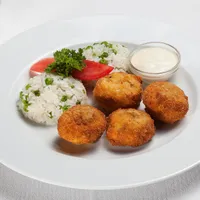 Breaded mushroom caps with tartar sauce